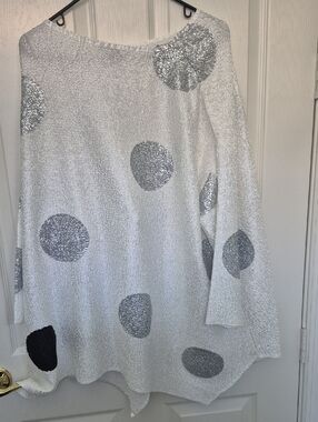 Berek White With Gray Polka Dot Swing Tunic Sz2